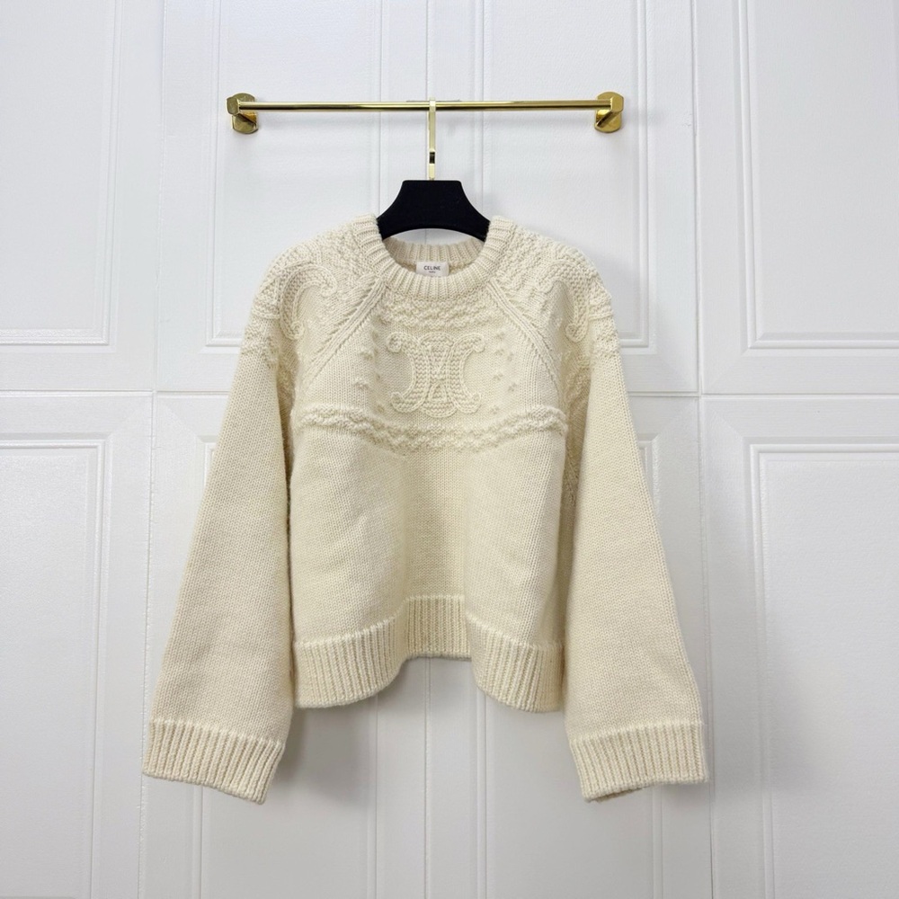 ❌sold❌Authentic Celine Cream Crew Neck Sweater